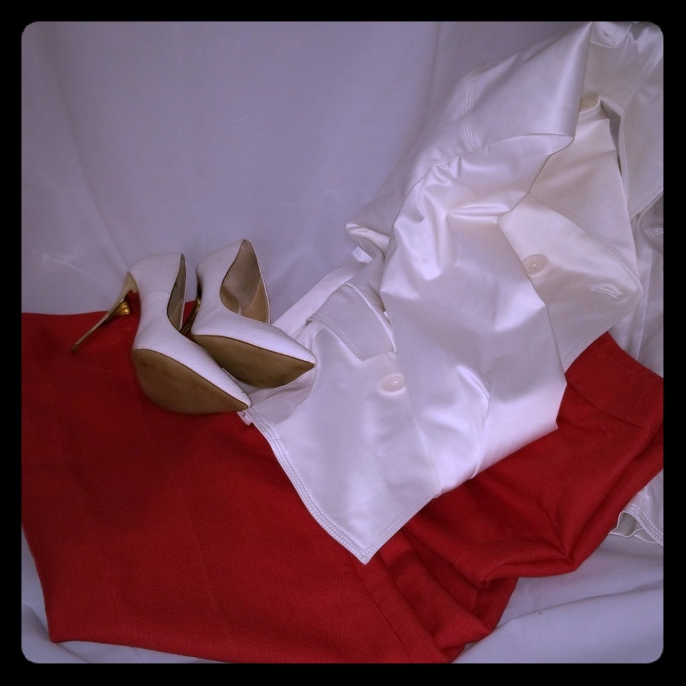 Emma James Coral Orange  Linen Dress Pants